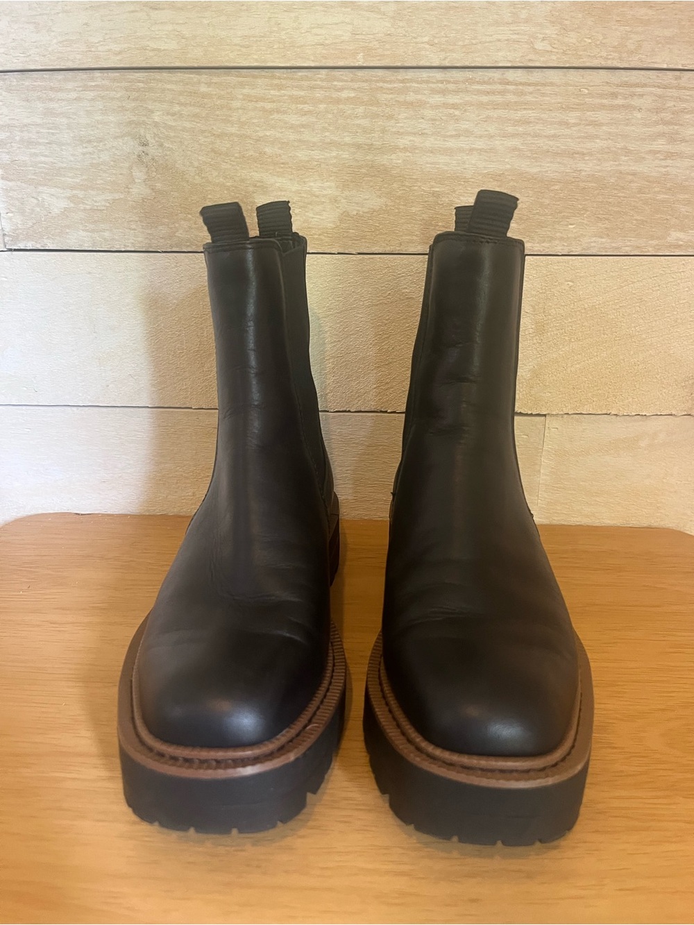 Sam Edelman Black Leather Platform Chelsea Boots